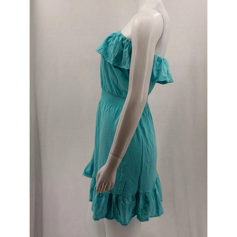Lilly Pulitzer Dress Women XS Blue Strapless Ruffle Beach Summer Vacation Cotton - Picture 4 of 14
